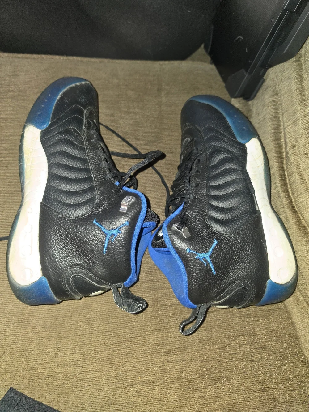 Jordan Black and Royal Blue High-Top Sneakers